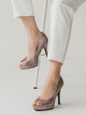 Candies Rainbow Glitter Peep Toe Heels